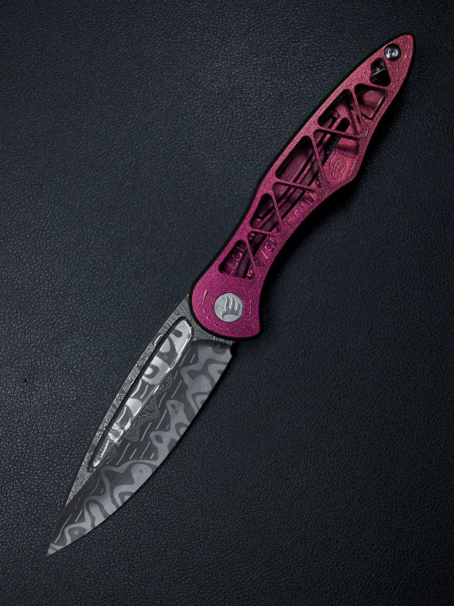 Everburn Brimwulf Damascus - Bladeshow Atlanta Colorshift Cerakote