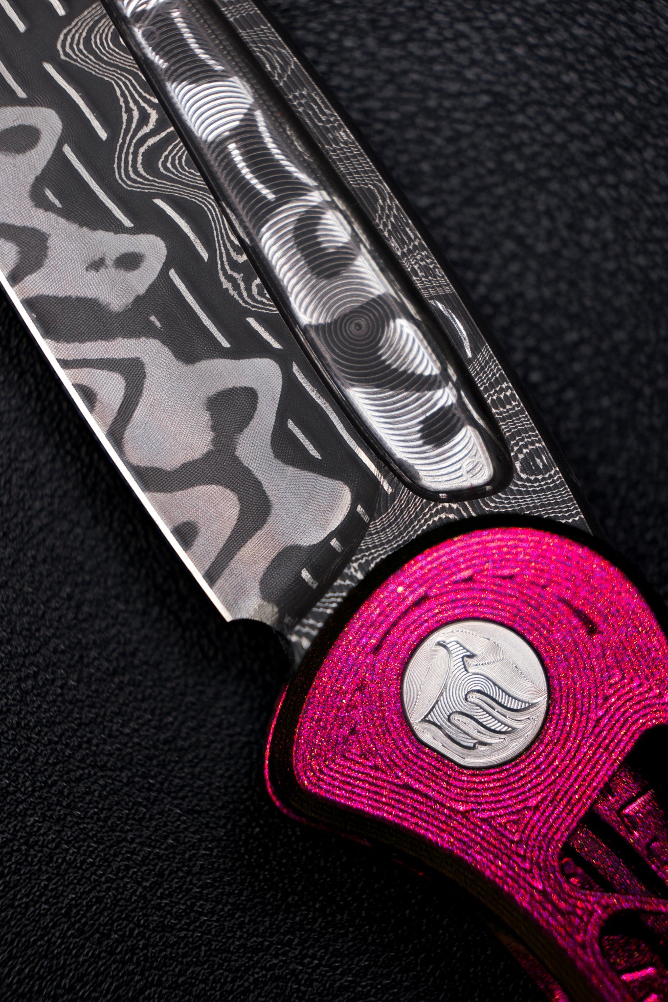 Everburn Brimwulf Damascus - Bladeshow Atlanta Colorshift Cerakote